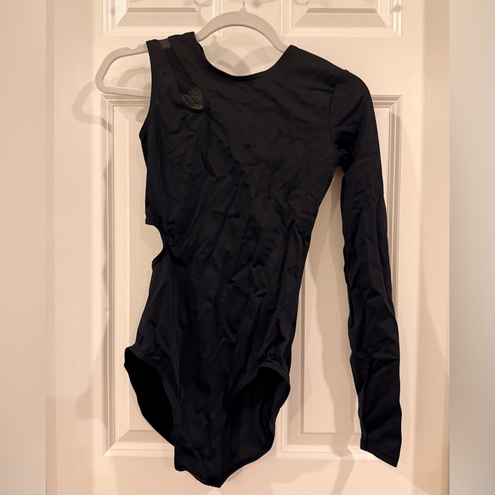 Balera one sleeve black leotard - adult M